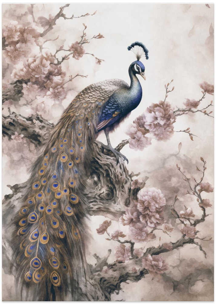 Peacock Chinoiserie Blue Beige
