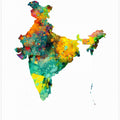 India Watercolor Map