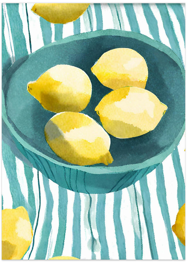 Zitronen in türkisfarbener Schale