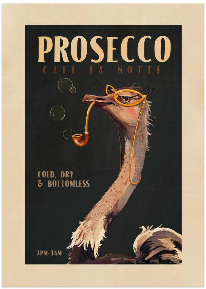 Art Deco Prosecco Wall Art Of An Ostrich