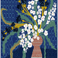 Floral Contemporary Still Life Dark Blue
