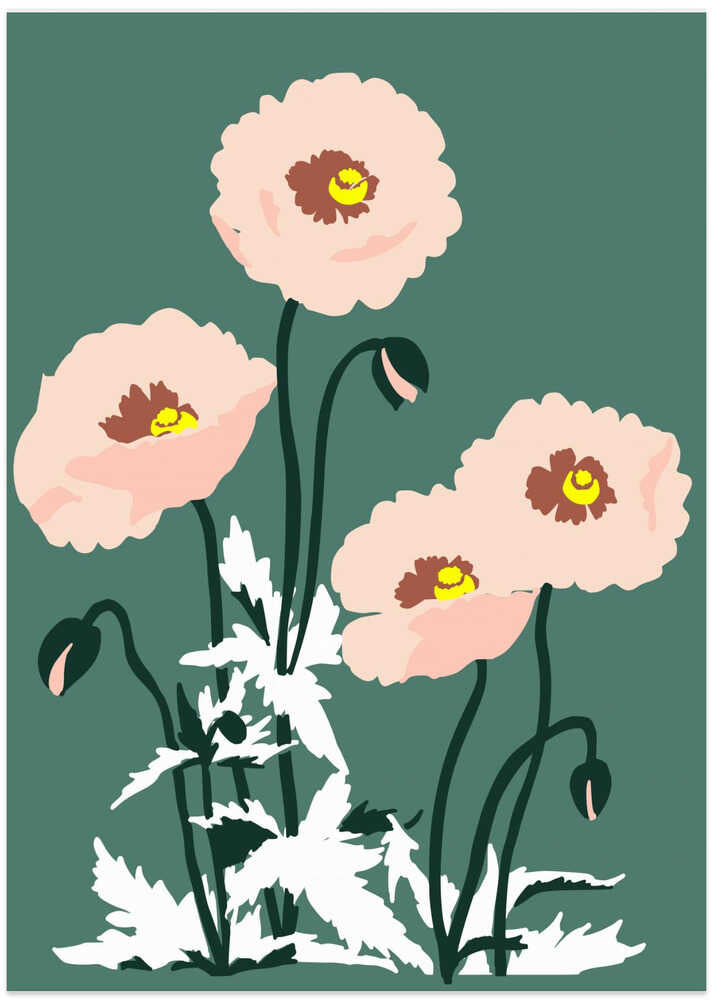 Wild Garden Poppies Green