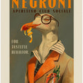 Vintage Art Deco Negroni Poster Of A Fancy Seagull