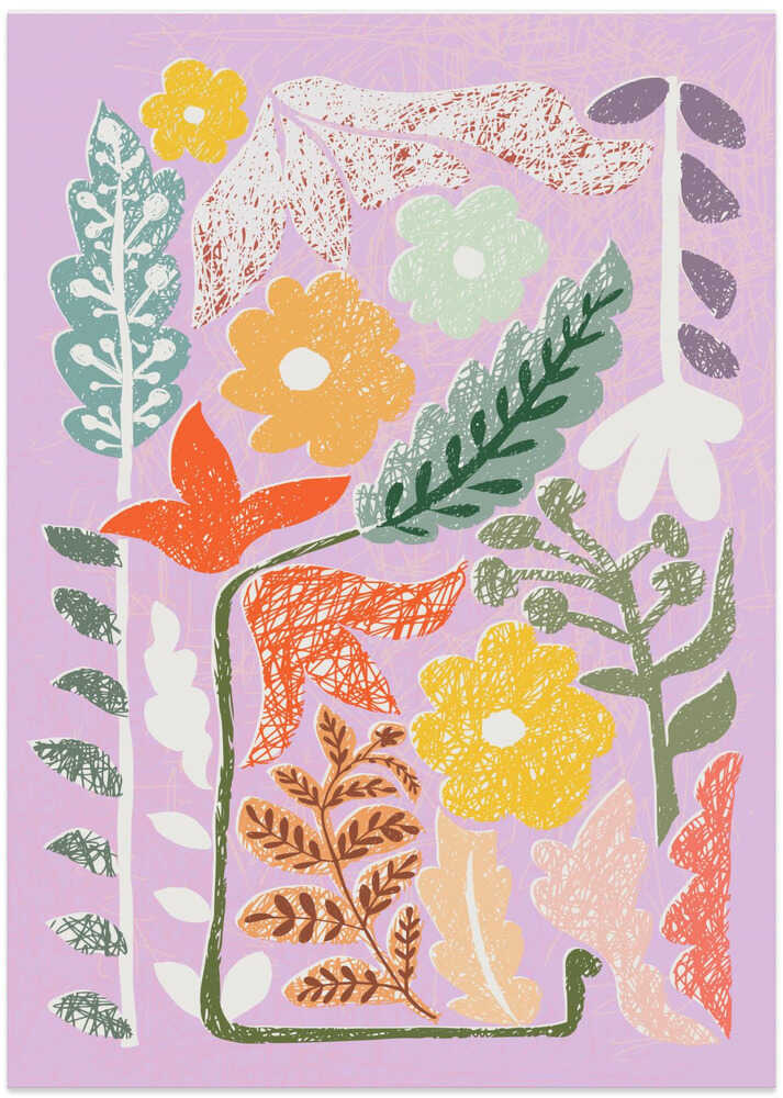 Block print summer meadow soft lilac