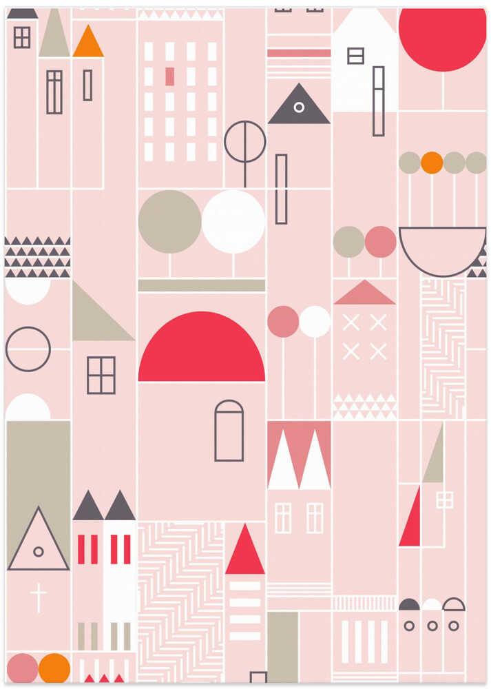 City life blocks pearl pink pattern