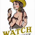 Watch Your Tongue Badass Pin-Up Cowgirl & Rattlesnake