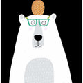 Funny White Polar Bear Wearing Glasses with Pineapple
