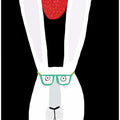 Cute White Rabbit with Strawberry by Artist Carla Daly