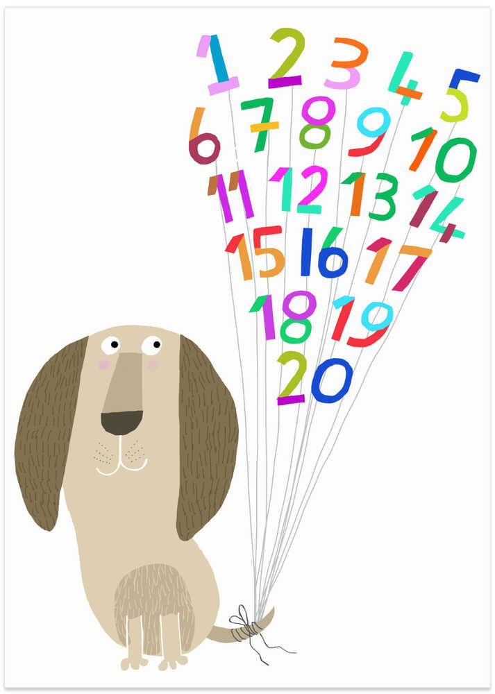 Dog with Numbers 1 to 20 by Artist Carla Daly