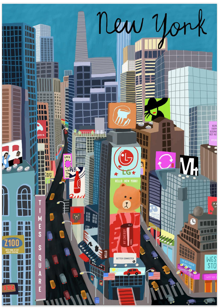 Times Square, New York Illustration by Artist Carla Daly