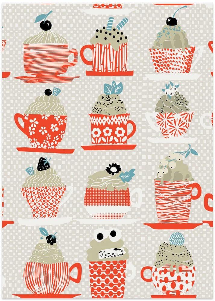 Sweet cupcakes red patten