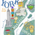 Illustrated Map of New York by Artist Carla Daly