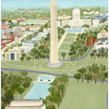 Aerial View of the Mall, Washington D.C. Illustrated by Artist Carla Daly