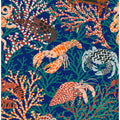 Vibrant coral reef blue and orange pattern