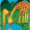 Mommy with Baby Giraffe in a Watering Hole by Artist Carla Daly