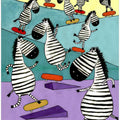 Hilarious Zebras in the Skatepark by Artist Carla Daly