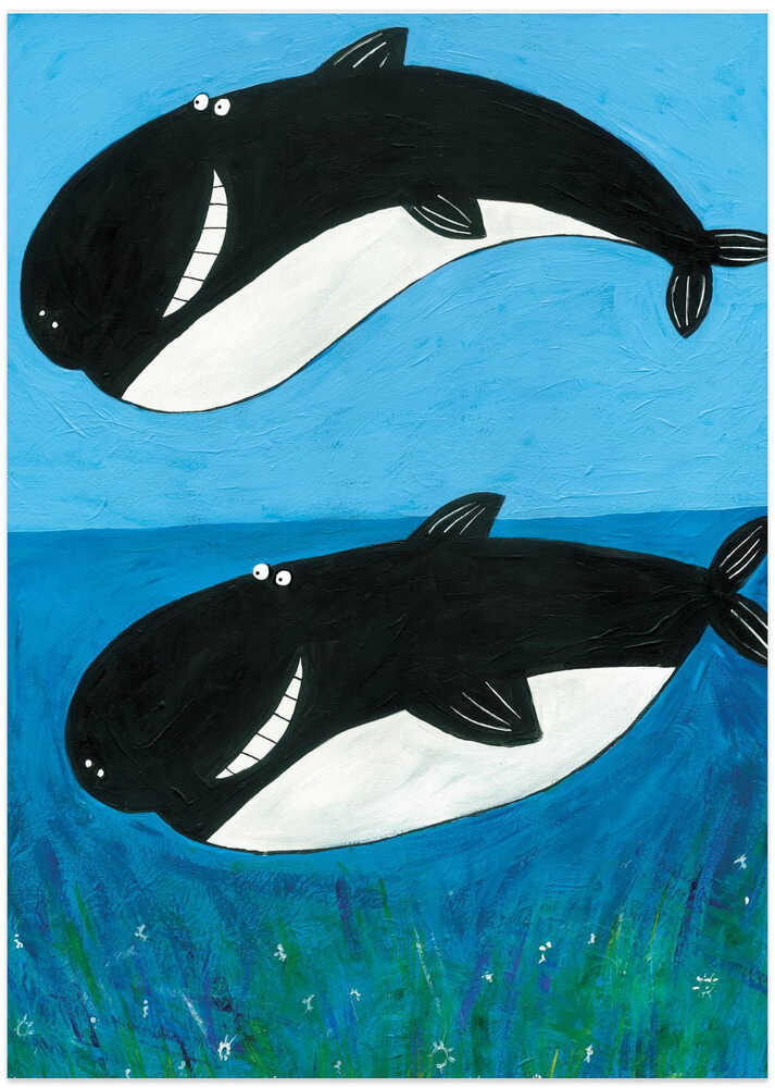 Two Whales in the Ocean by Artist Carla Daly