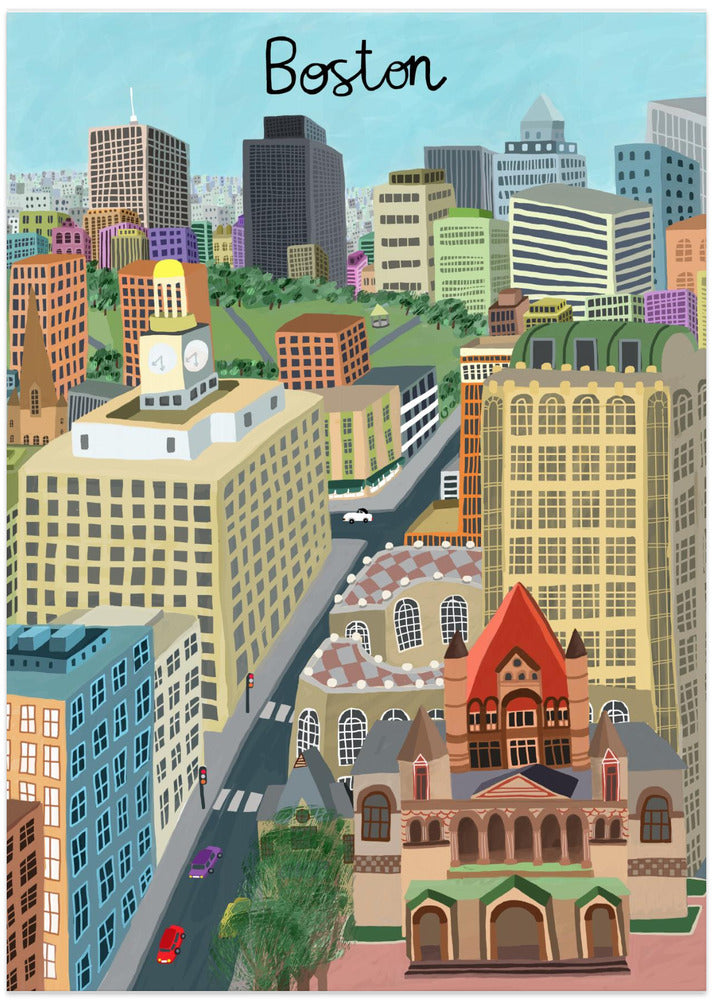 Trinity Church and Boston City Skyline by Artist Carla Daly