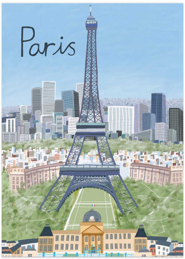 Eiffel Tower with Paris City in Background by Artist Carla Daly