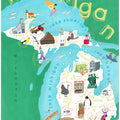 Illustrated Map of Michigan, USA by Artist Carla Daly
