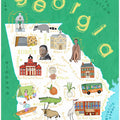 Illustrated Map of Georgia State by Artist Carla Daly