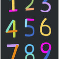 Hand Drawn Numbers 1 to 9 on Black Background by Artist Carla Daly