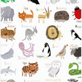 Illustrated Alphabet Animal Letters on White Background by Carla Daly