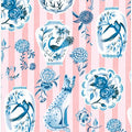 Chinoiserie On Blue Stripes