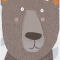 Cute Brown Bear with Grey Leaf Pattern by Artist Carla