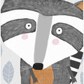 Cute Raccoon with Grey Leaf Pattern by Artist Carla Daly