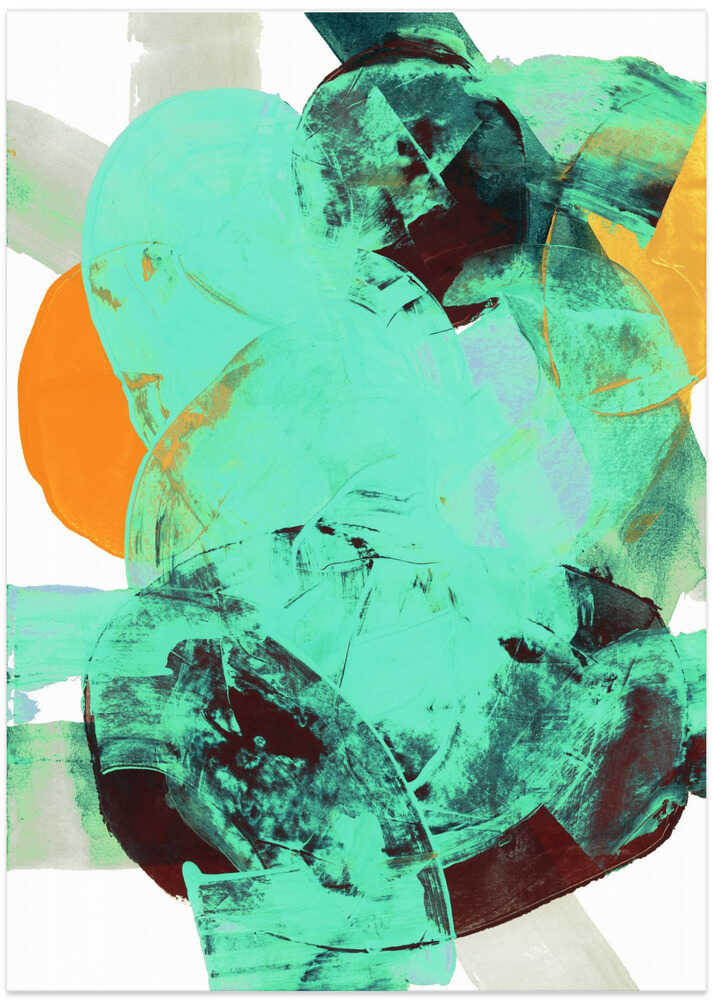 Aqua Teal Burgandy Orange Neutral White Abstract 1