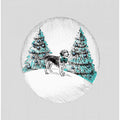 Winter Scenes: Holiday Dog In Snow With Blue Trees and Blue Bow 2