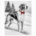 Winter Scenes: Holiday Dog In Snow With Red Bow 2