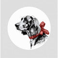 Winter Scenes: Holiday Dog With Red Neck Bow Tie 1