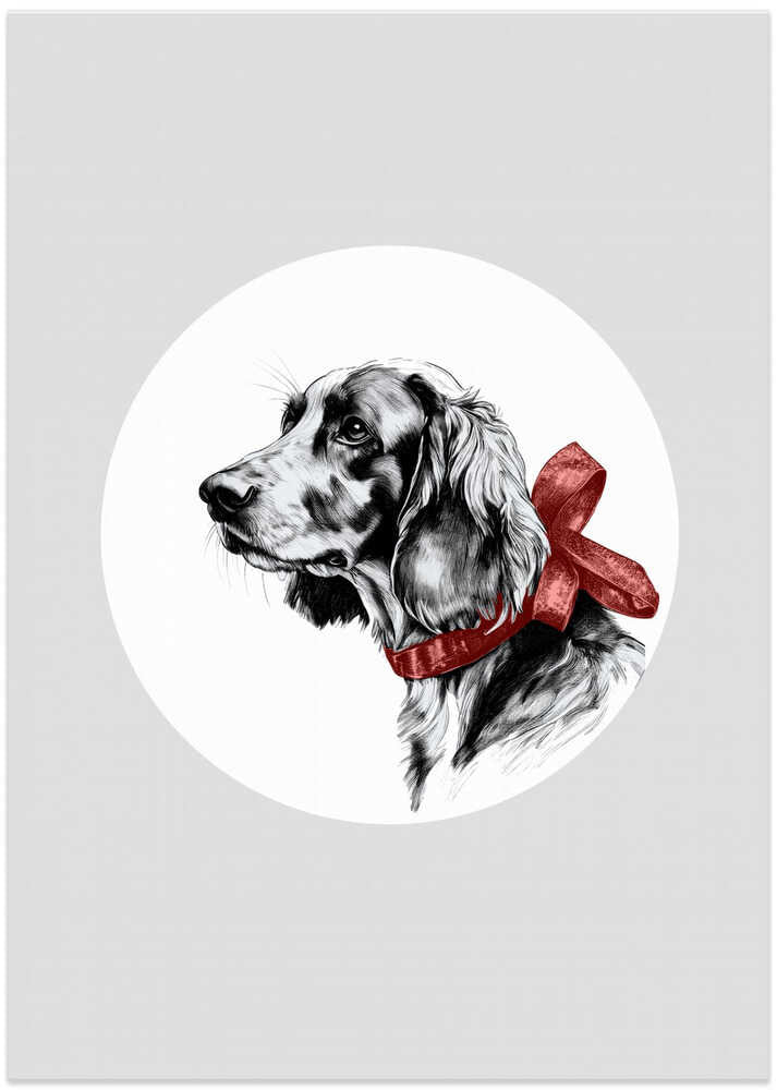 Winter Scenes: Holiday Dog With Red Neck Bow Tie 1