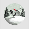 Winter Scenes: Holiday Rooster With Barn On Snow and Christmas Trees 3