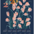 calendar 2025 Linocut flowers blue