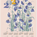 calendar 2025 Linocut flowers peachy pastel