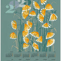 calendar 2025 Linocut flowers green