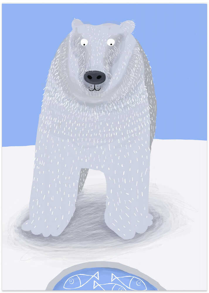 Funny Polar Bear with Fish by Artist Carla Daly