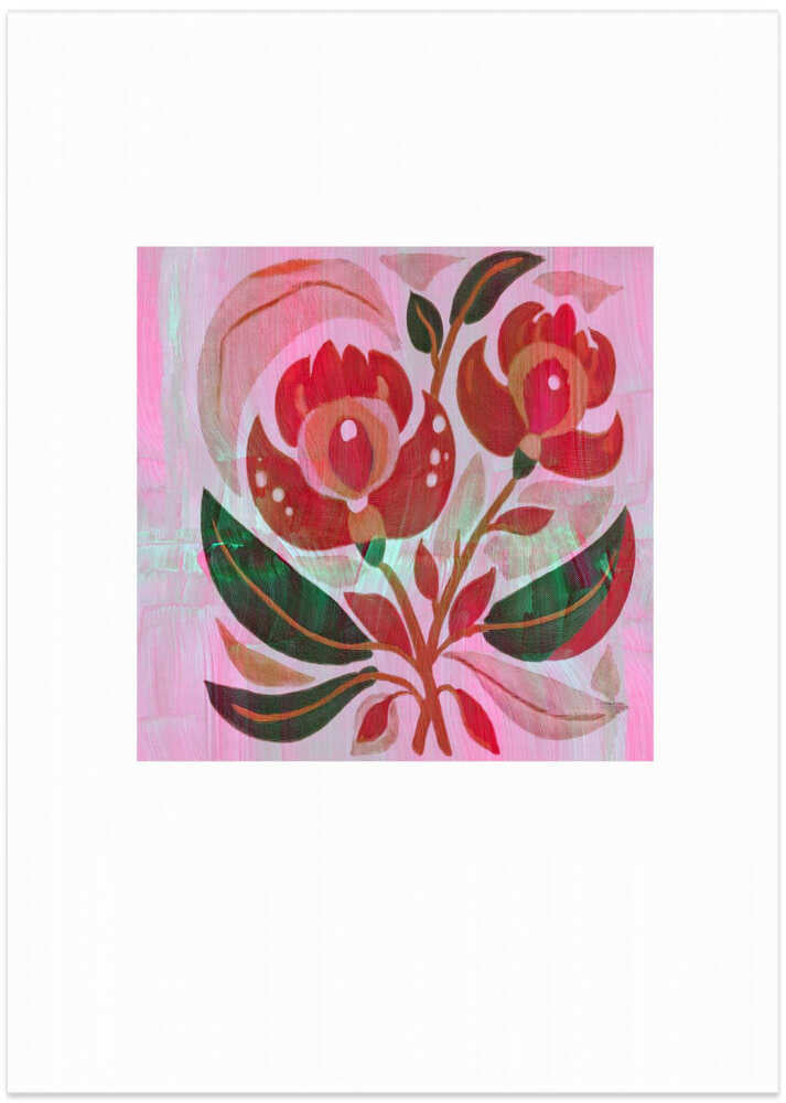 Folk Art Print Flower Garden 5