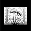 Folk Art: Monochrome Magical Mushrooms Fungi 2