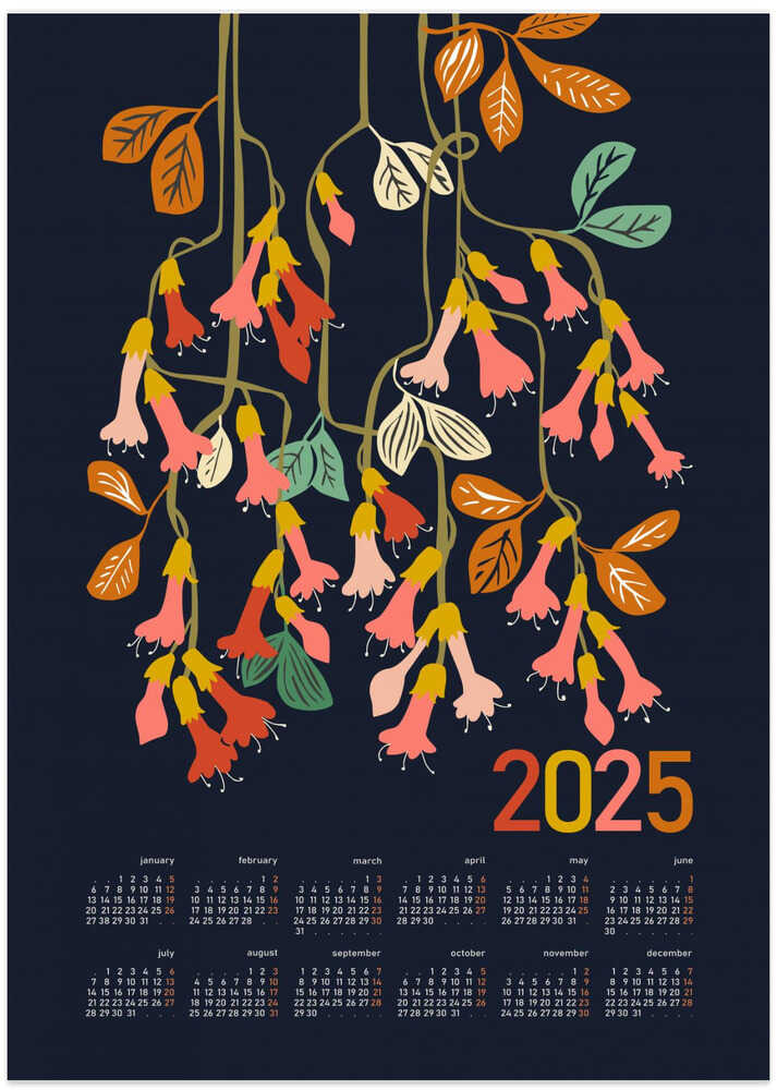 Calendar 2025 fuchsia flower