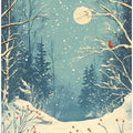 Red Bird in Snowy Forest