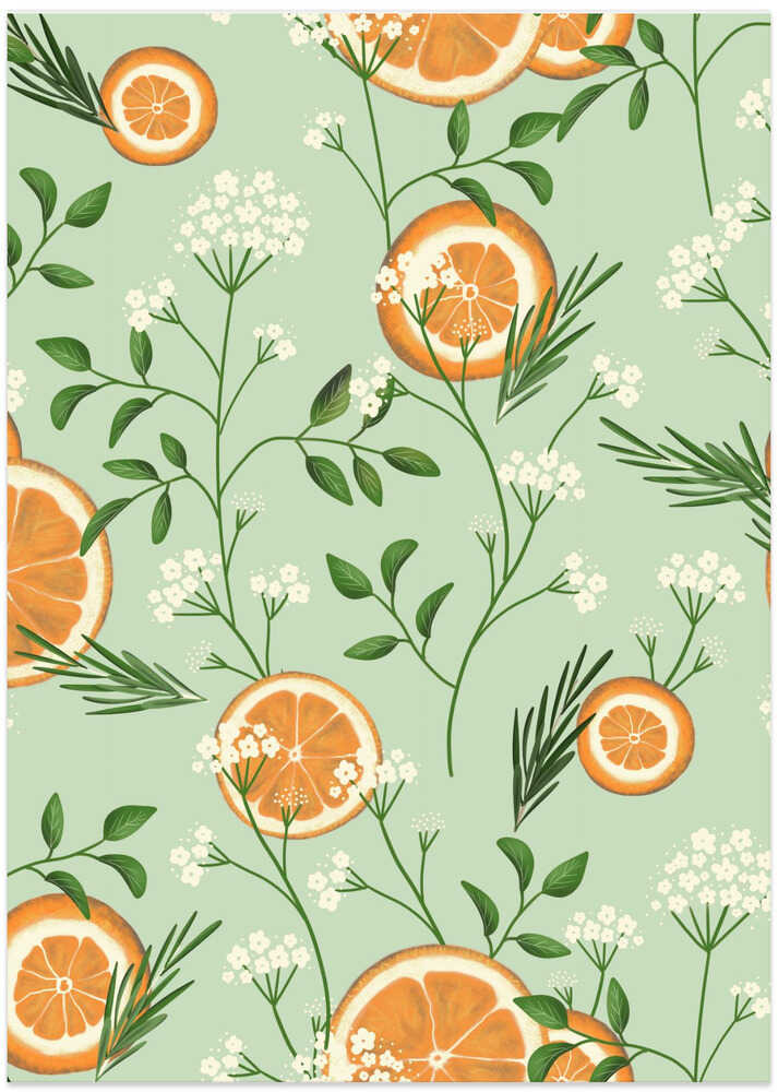 Elderflowers and Oranges Light Green