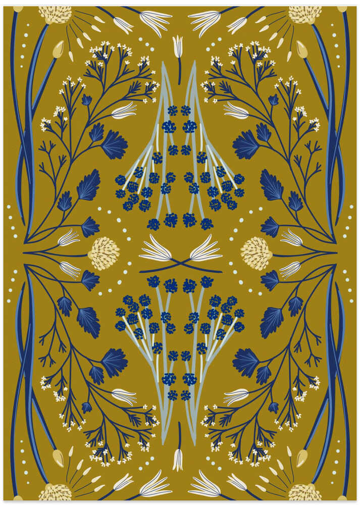 Folk Mirrored - Blue and Olive