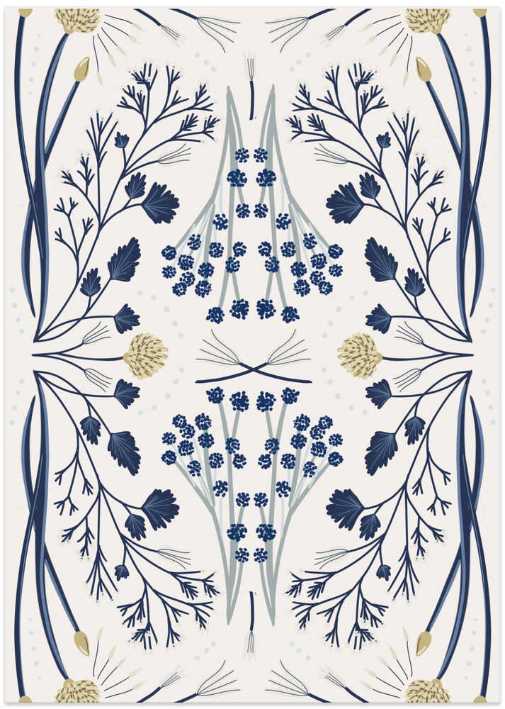 Folk Mirrored - Blue and Beige