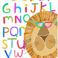 Cute Lion with Glasses with Alphabet Letters by Carla Daly