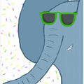 Funny Elephant with Green Glasses by Artist Carla Daly