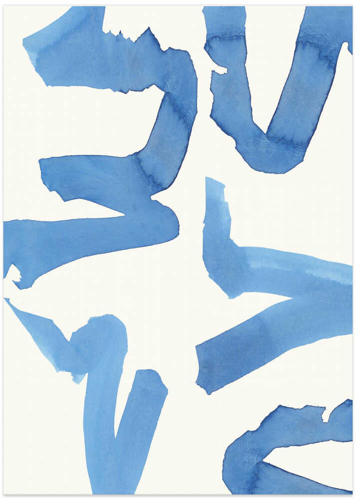 Abstract Blue Brushstrokes Art Print No2